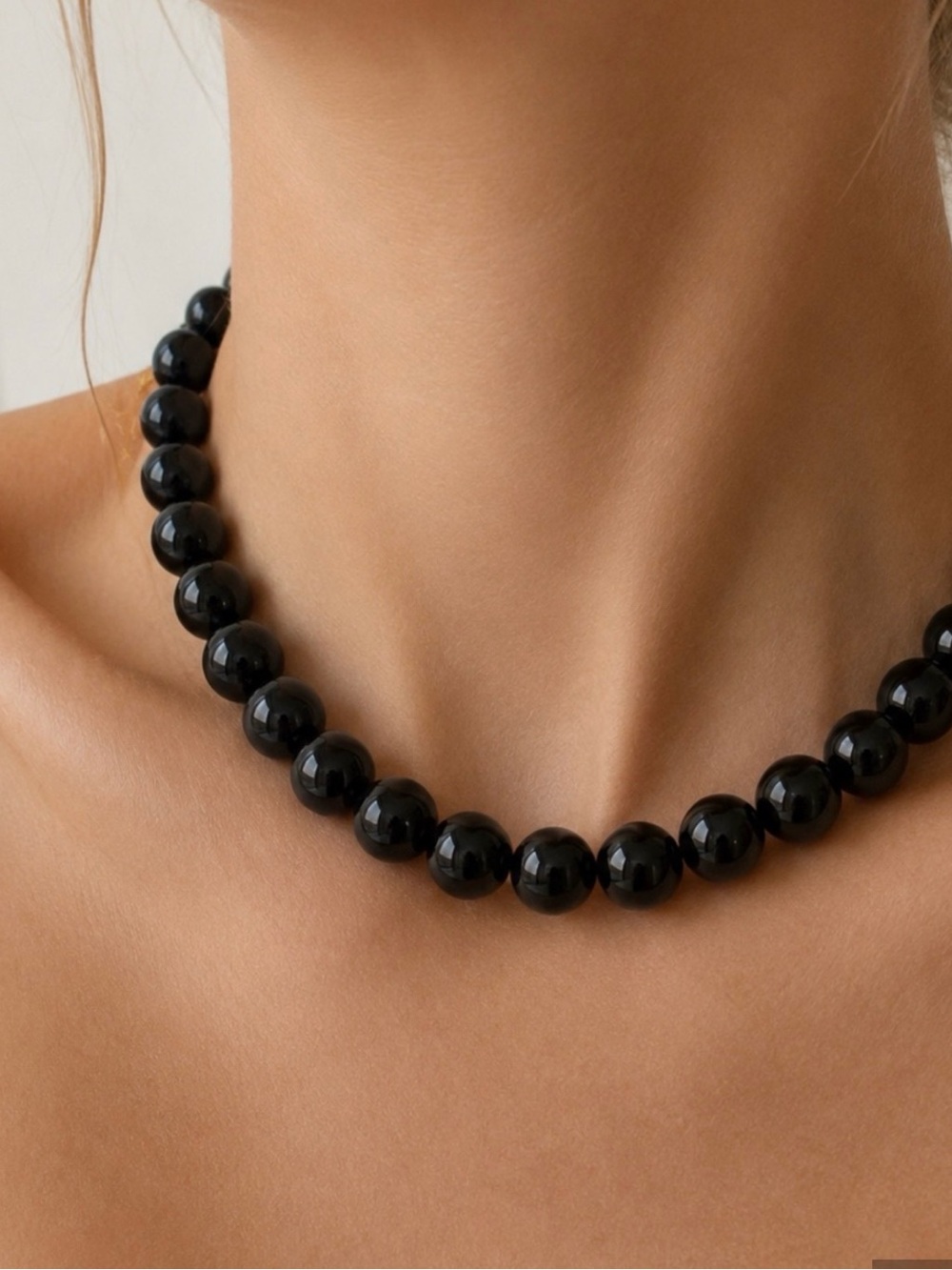 Classic Black Bead Choker Necklace - Women Jewelry
